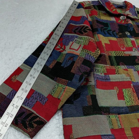 Jane Ashley Womens Jacket Blazer Woven Multicolor Fall Leaves Button Down 2X - Picture 6 of 12